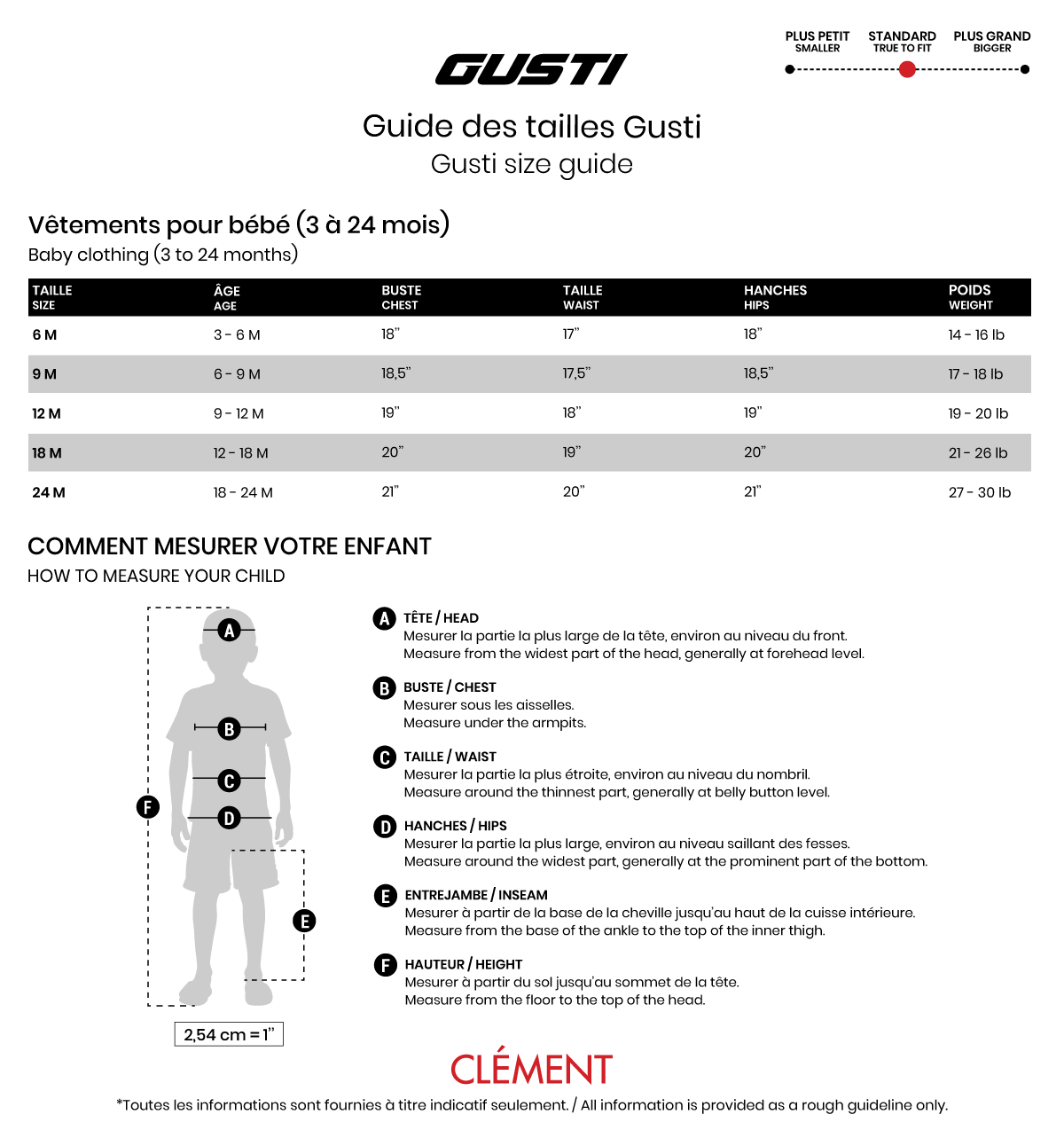 Gusti Size Chart