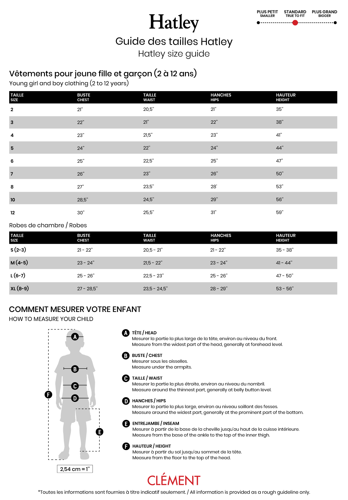 Hatley Size Chart