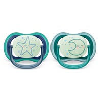 Ultra Air Pacifier Nighttime 6-18m Sleeping Star/Moon 2-pack