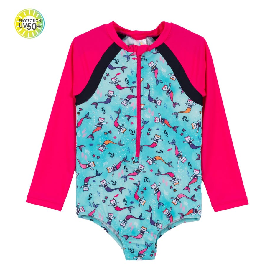 Cat Mermaid Long Sleeves UV Swimsuit 12-24m