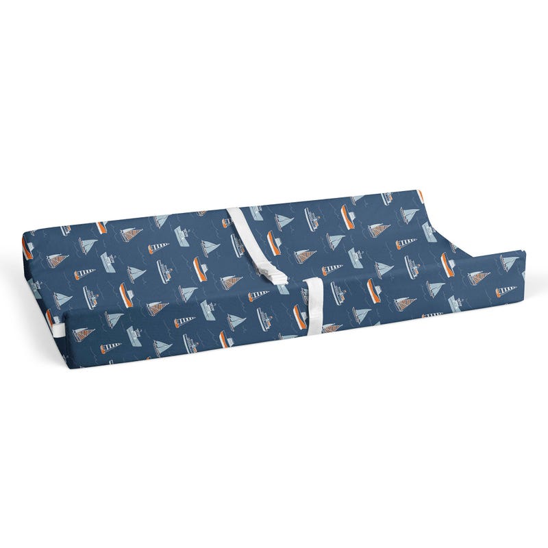 Changing Pad Cover - Blue Boat