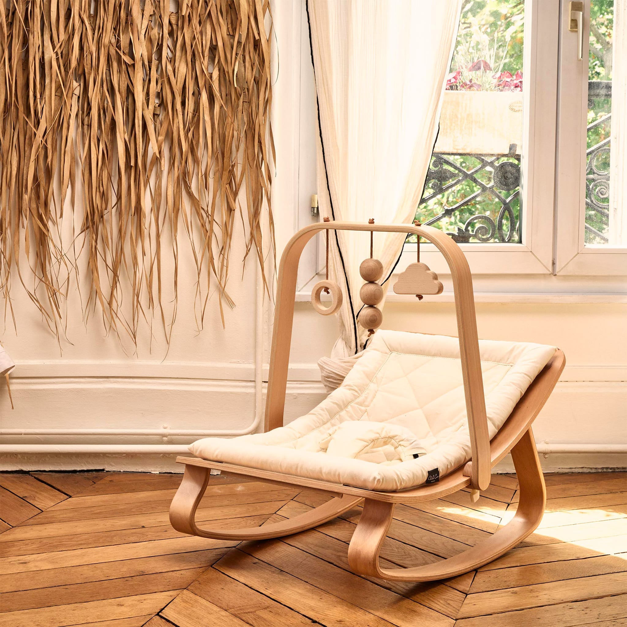 Levo beech wood baby bouncer on sale