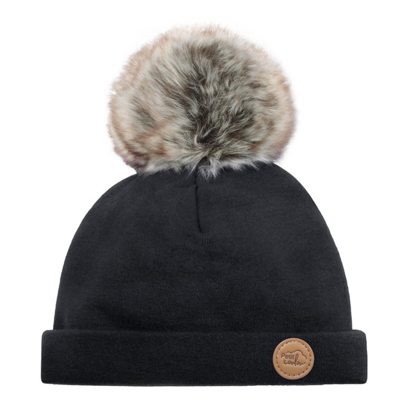 Hat Pompom 0-6m - Onyx Black