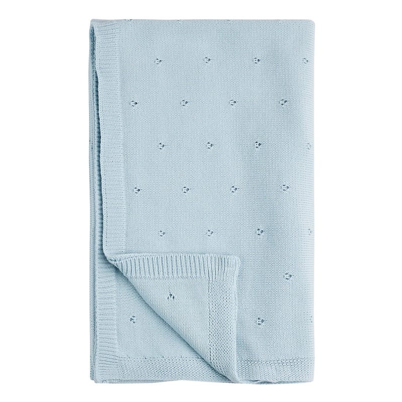 Firsts by Petit Lem Blue Pointelle Blanket