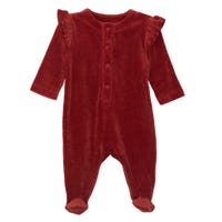 Velour Ruffle Romper Newborn-9m