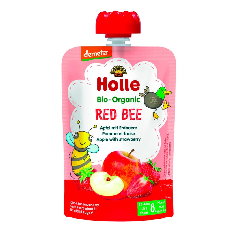 Holle Purée Bio - Red Bee - Pomme avec Fraise (À partir de 8 mois)