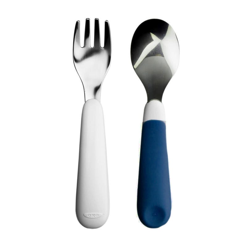 OXO Tot On-the Go Fork and  Spoon Set  - Navy