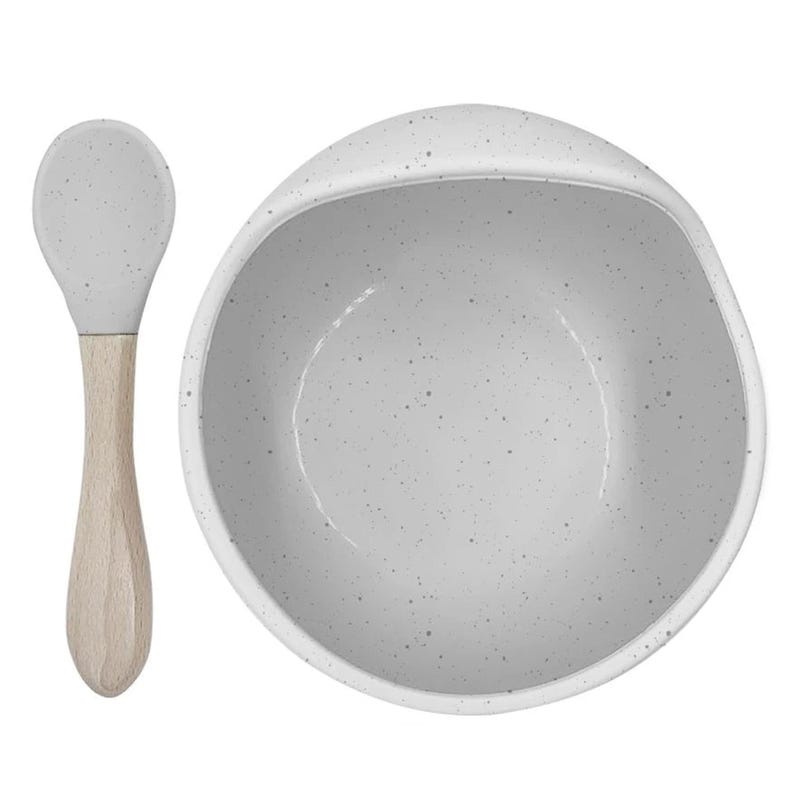 Silicone Bowl and Spoon Siliscoop - White