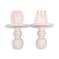 Silicone Fork + Spoon Set - Pink