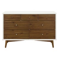 Commode 7 Tiroirs Palma - Blanc Chaud / Noyer