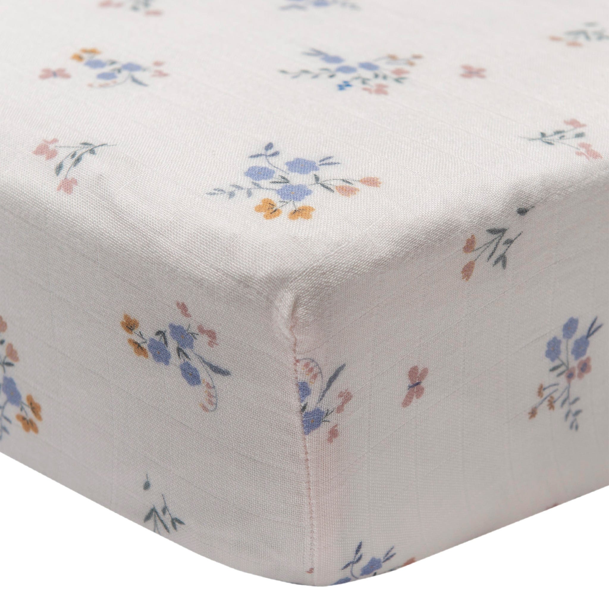 Loulou Lollipop Bamboo Muslin Fitted Crib Sheet Ditsy Floral Clement