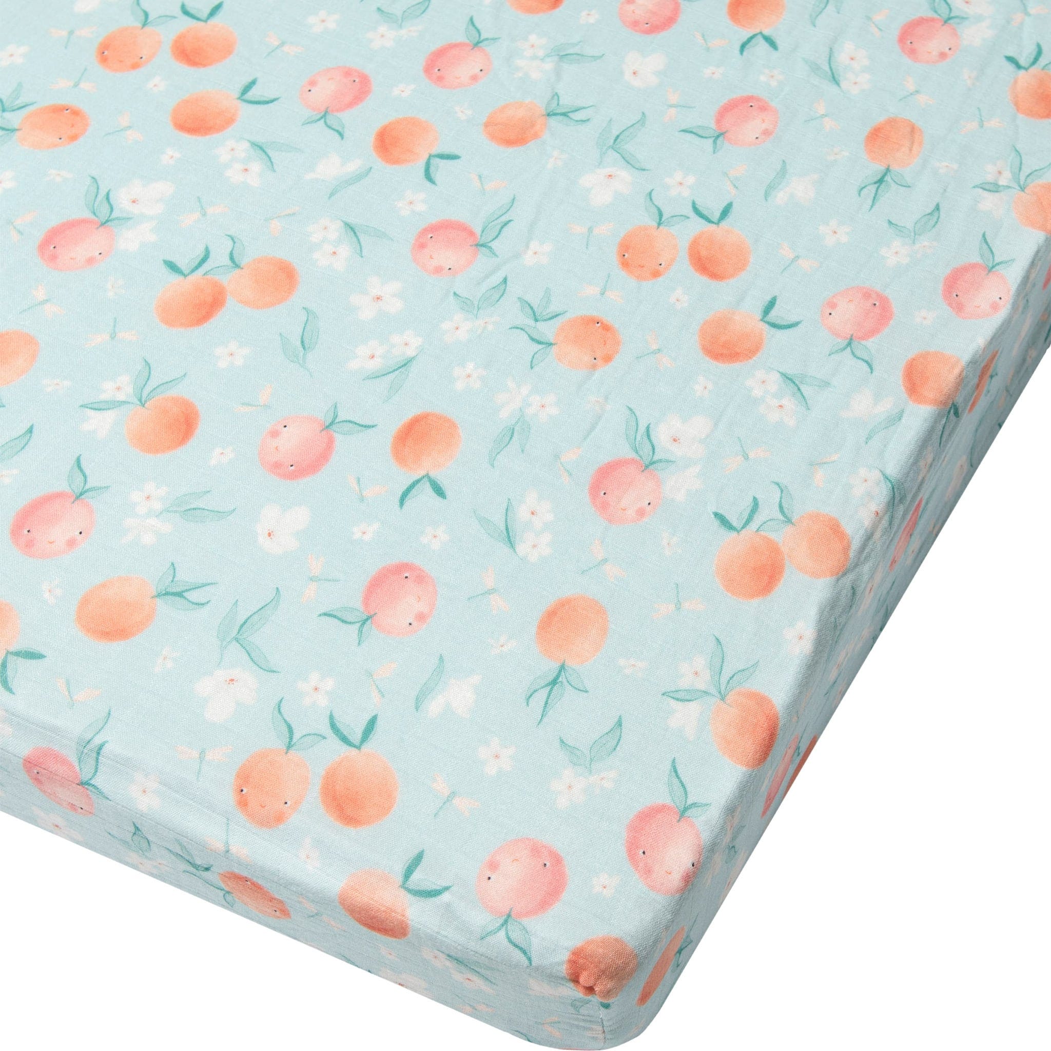 Loulou Lollipop Bamboo Muslin Fitted Crib Sheet Peaches Clement