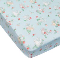 Drap Contour pour Lit de Bébé - Mousseline Bambou Lapins