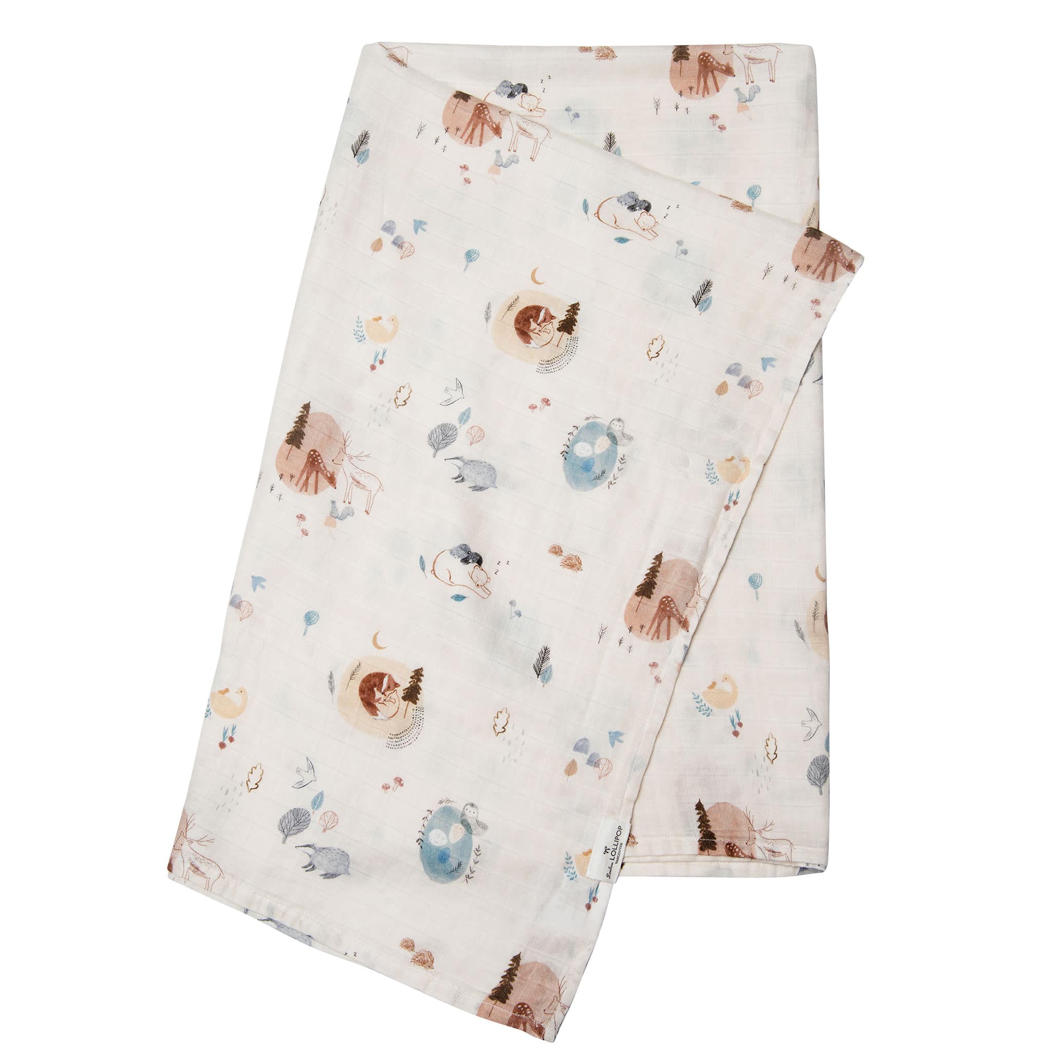 Loulou Lollipop Bamboo Muslin Swaddle Blanket Cozy Forest Clement