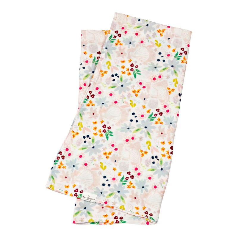 Bamboo Muslin Swaddle Blanket - Shell Floral