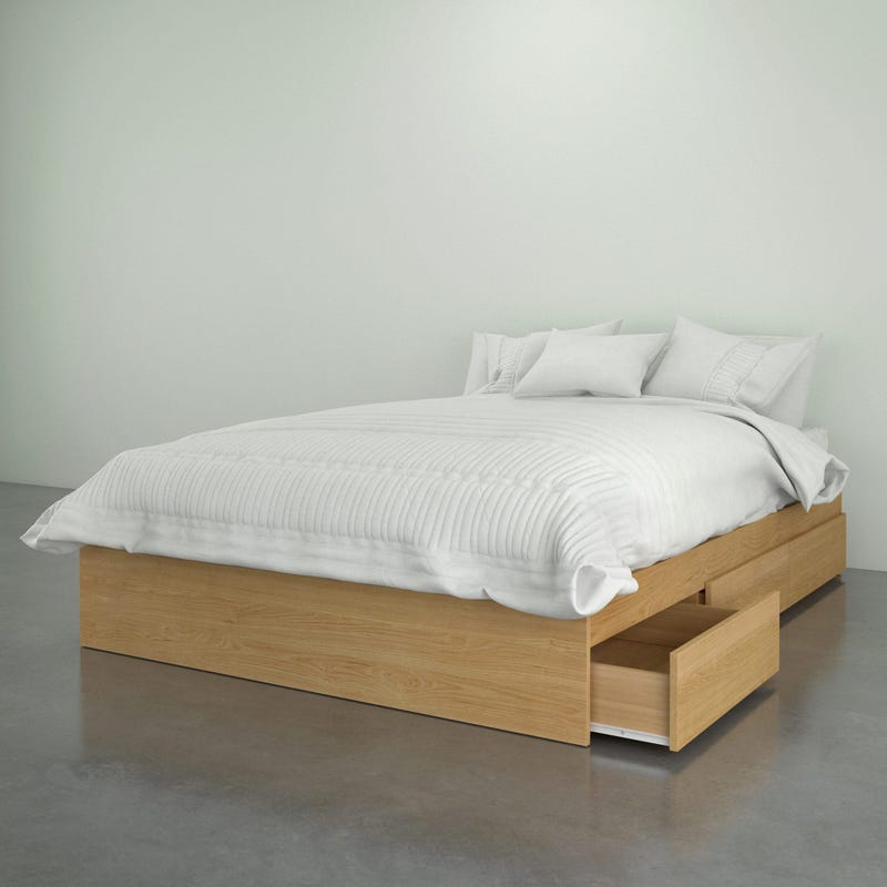 Nexera Bali Double Size Bed 3-Drawer - Natural Maple