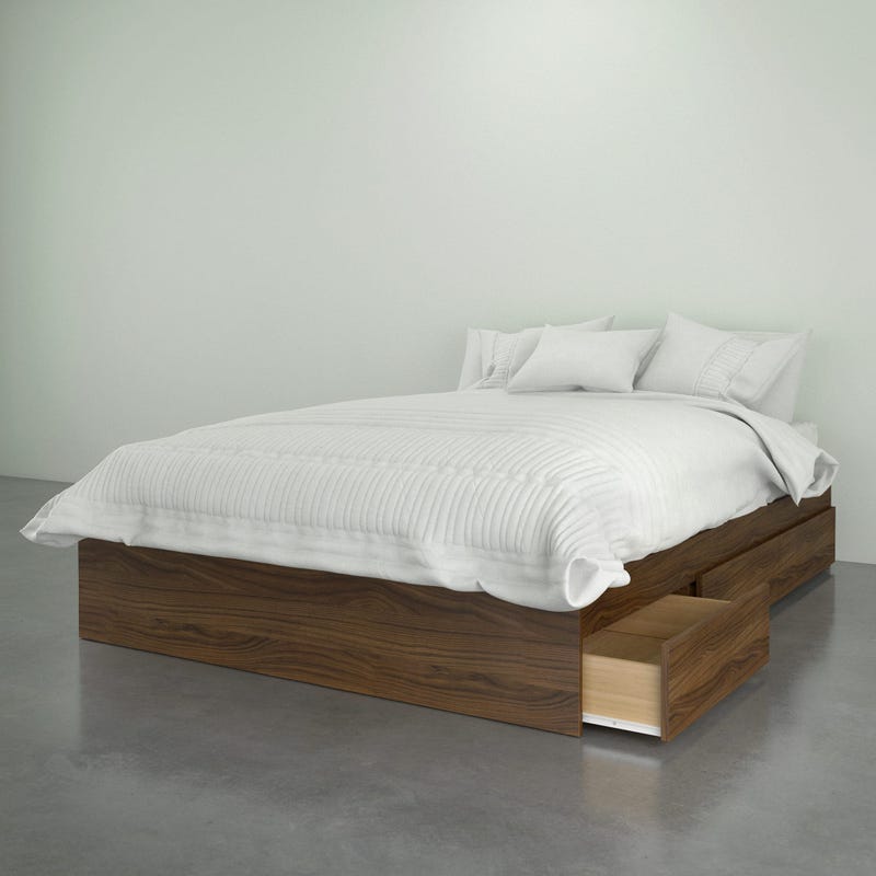 Nexera Boreal Double Size Bed 3-Drawer - Walnut