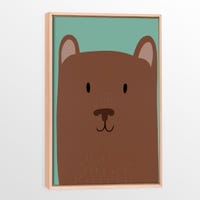 Toile avec Cadre en Bois Naturel - Ourson