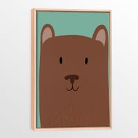 Canvas with Natural Wood Frame - Bear Cub