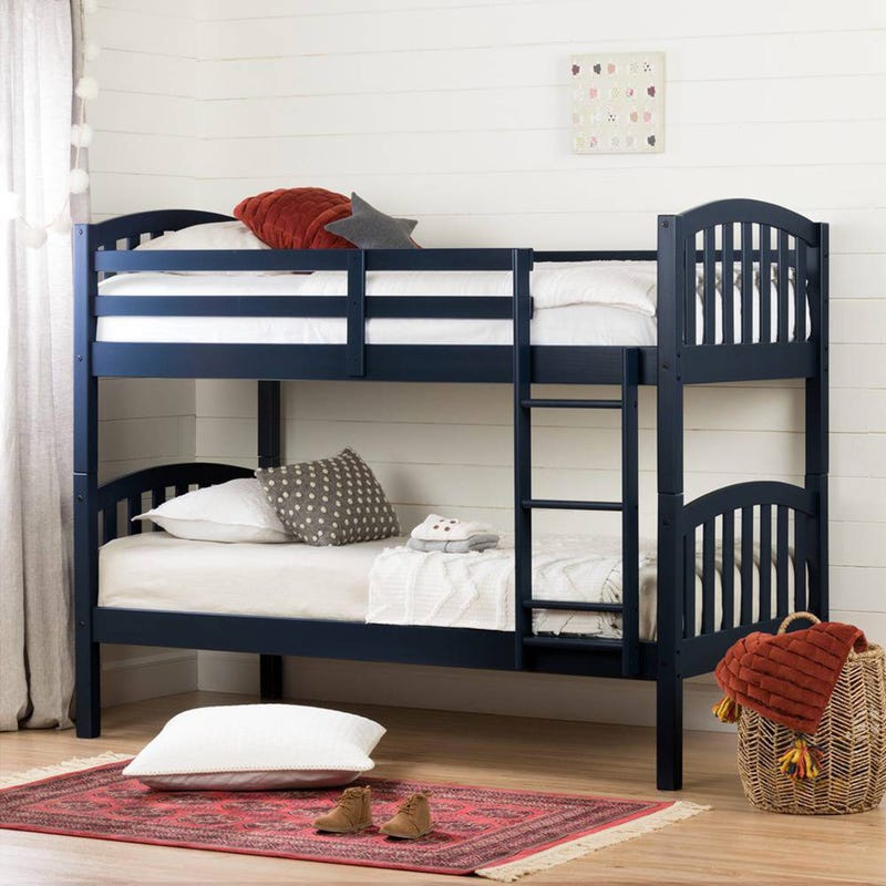 South Shore Furnitures Summer Breeze Solid Wood Twin Bunk Beds - Navy Blue