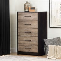 5-Drawer Chest - Londen Rubbed Black and Weathered Oak