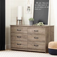 6-Drawer Double Dresser - Tassio Weathered Oak