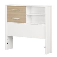 Tête de Lit Simple avec Bibliothèque - Munich Blanc et Orme Naturel