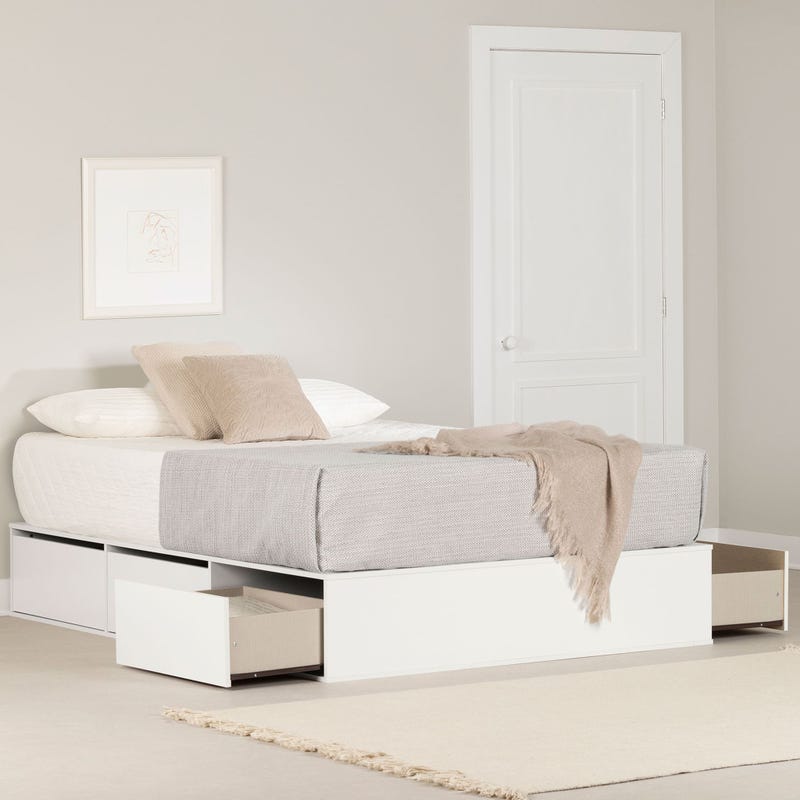 South Shore Furnitures Queen 6-Drawer Platform bed - Fusion Pure White