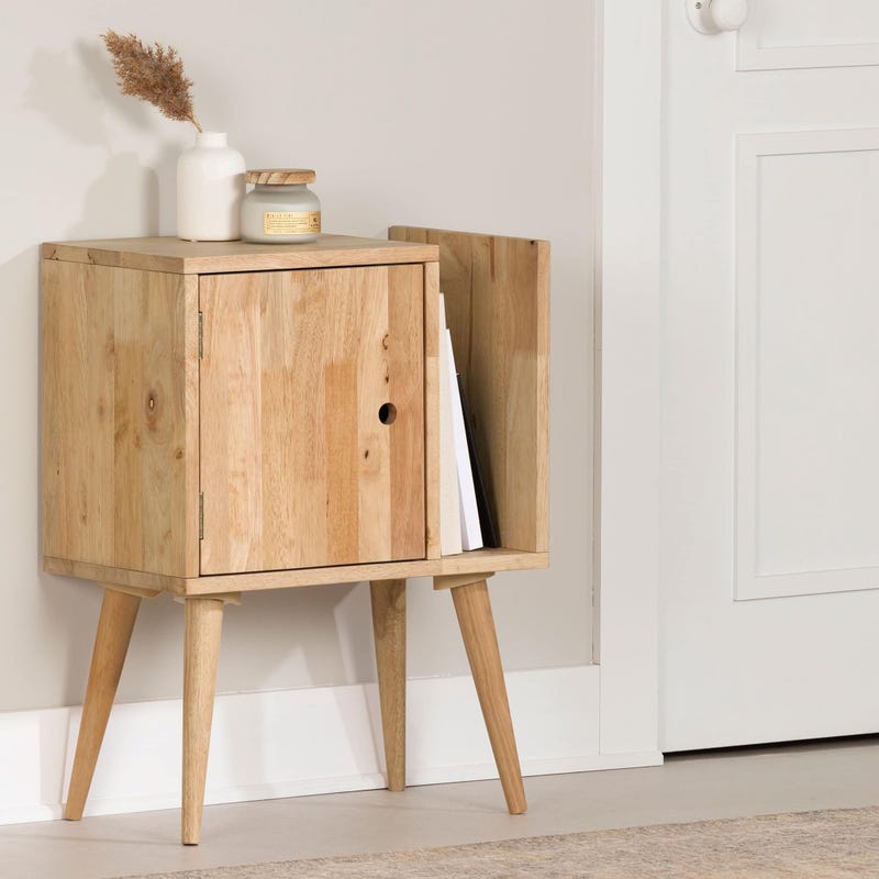 Solid Wood End Table with Storage - Kodali Natural Wood