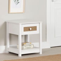 1-Drawer Nightstand - Bloom White and Faux Printed Rattan