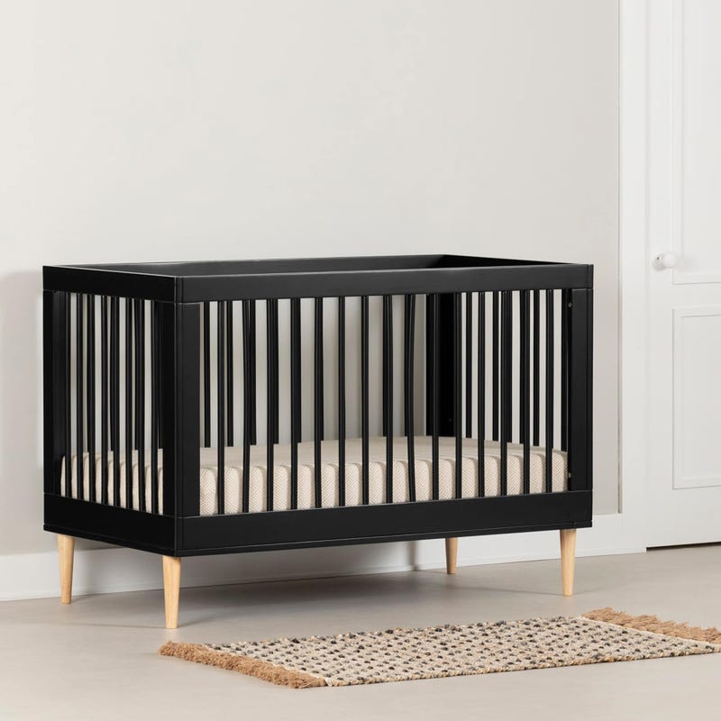 South Shore Furnitures Baby Crib with Adjustable Height - Balka Black