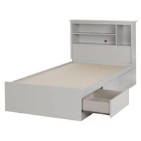 Ensemble Lit Simple Matelot avec tête de Lit bibliothèque - Vito Gris clair
