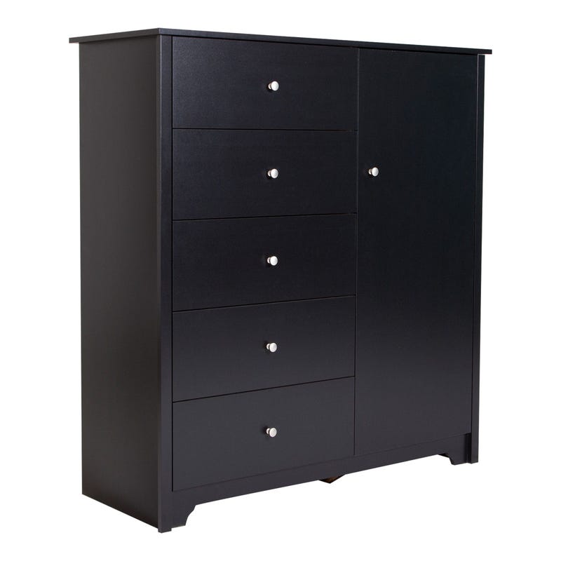South Shore Furnitures Door Chest with 5 Drawers - Vito Pure Black