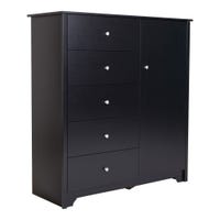 Commode à porte 5 tiroirs - Vito Noir solide