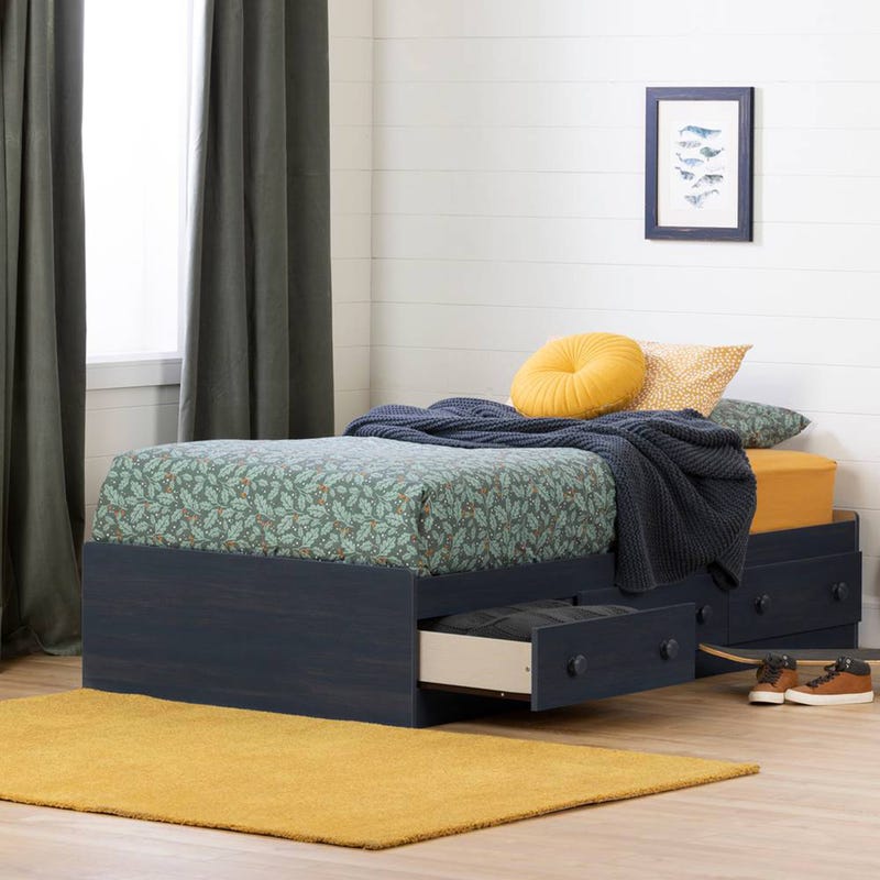South Shore Furnitures Twin Bed with Trawers Summer Breeze - Blueberry
