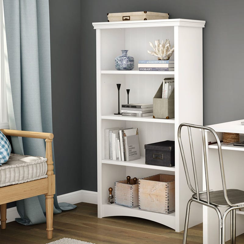 4-Shelf Bookcase - Gascony Pure White