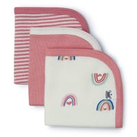 Organic Cotton 3-Pack Washcloth - Pink Rainbow