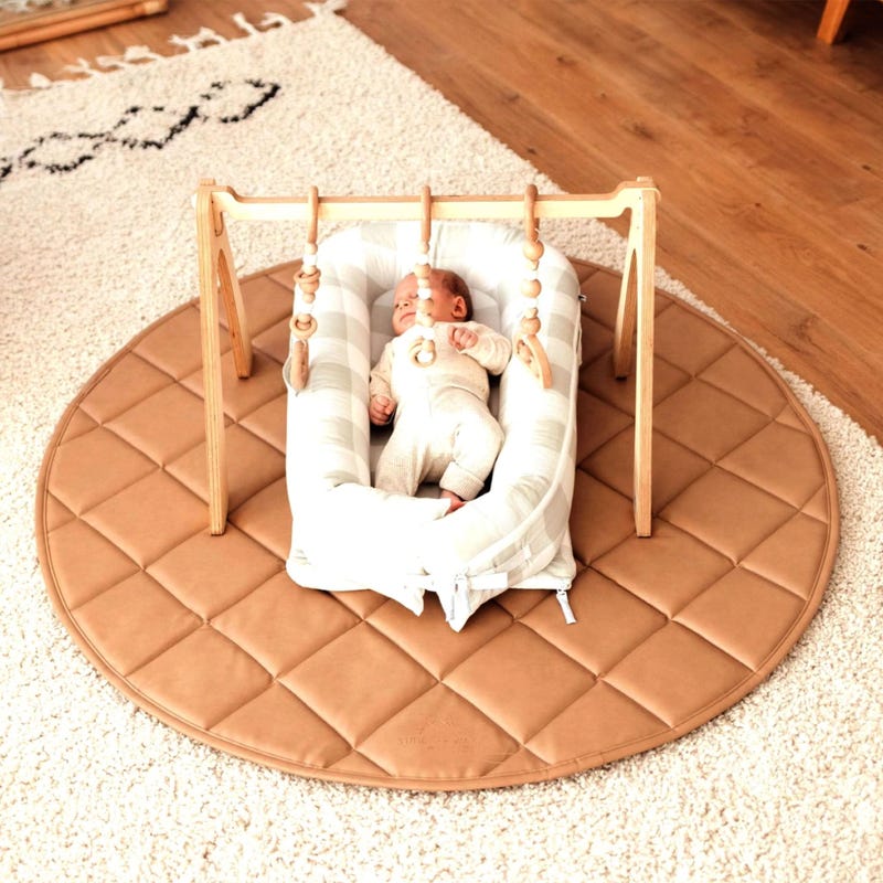 Quilted Double-Sided Vegan Leather Playmat - Tan