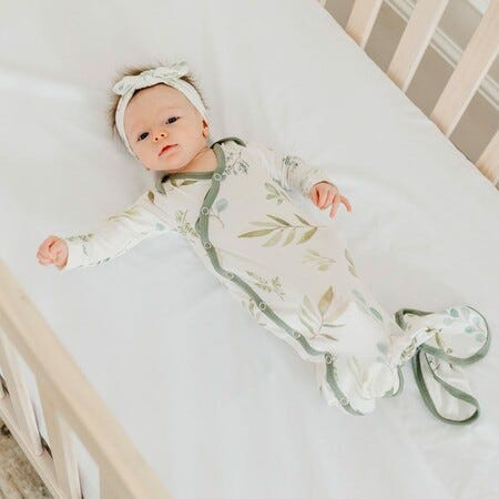 Copper Pearl Knotted Gown+ Heandband 0-4m set - Leaf Haven 