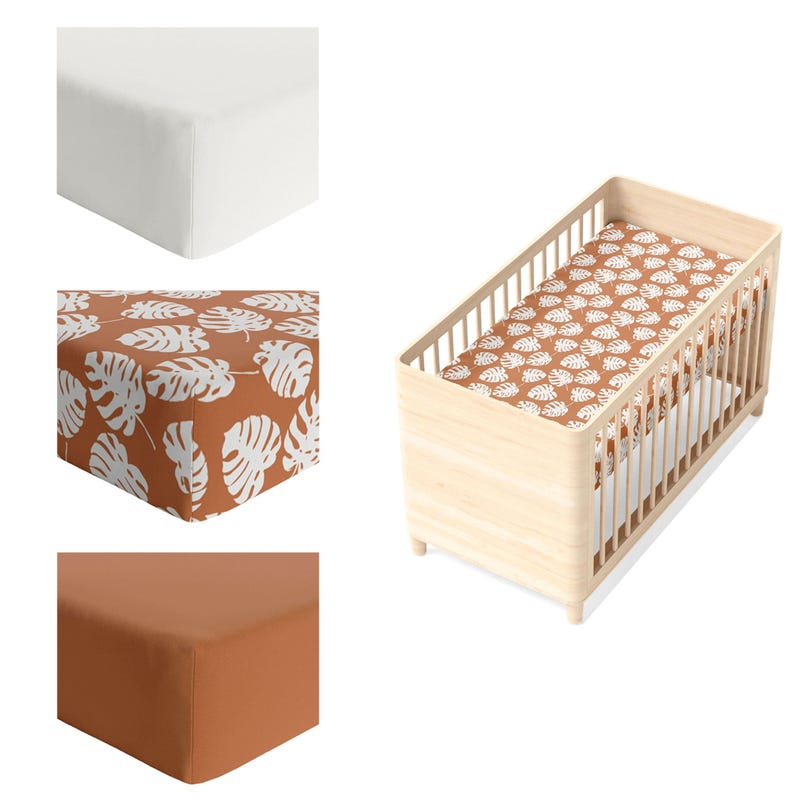 Bundle 3 Crib Fitted Sheet- Ivory / Tropical / Copper