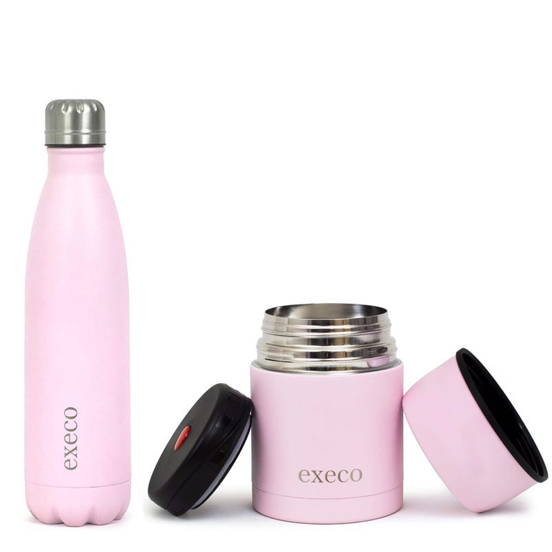 Bouteille Isotherme 500ml + Contenant Isotherme 600ml - Rose
