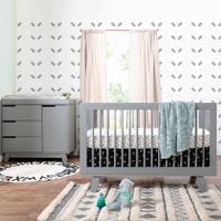 Couchette Convertible 3-en-1 + Meuble à Langer à 3 Tiroirs Hudson avec Plateau Amovible- Gris