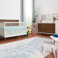 Couchette Convertible 4-en-1 + Bureau 7 Tiroirs Palma- Blanc Chaud / Noyer