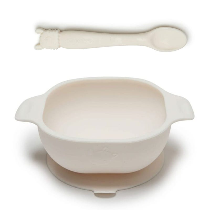 Silicone bowl and spoon- Cream