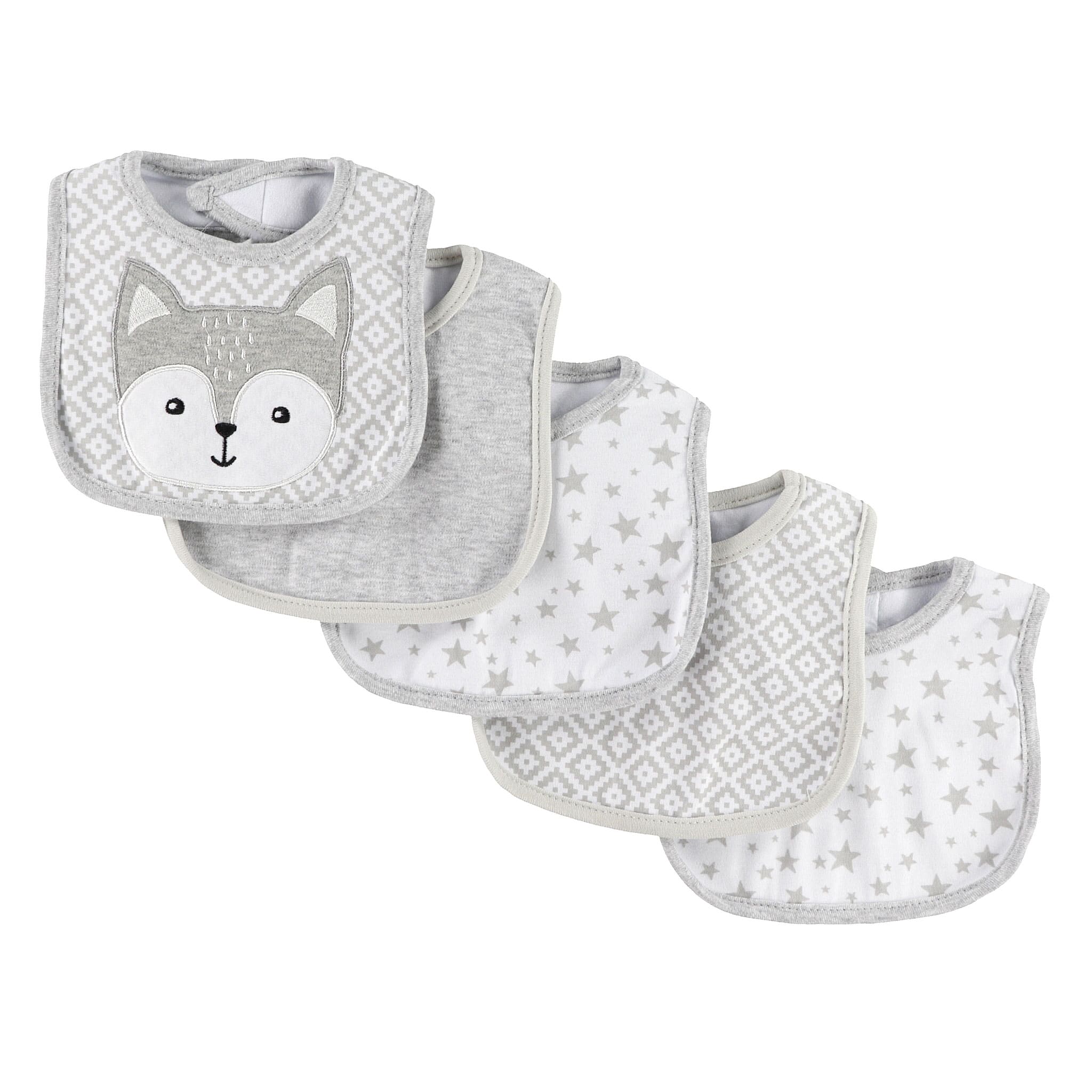 5-Pack Cotton Jersey Bib - Grey