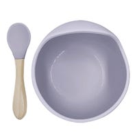 Cuillère et Bol en Silicone Siliscoop - Lilas