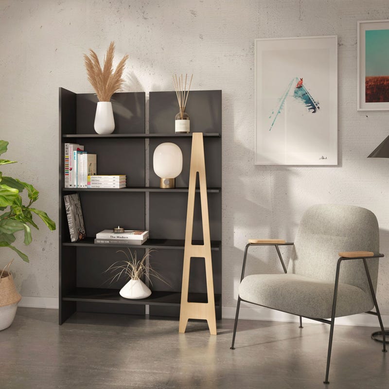 Atypik Bookcase - Black / Natural Plywood