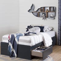 Navali Twin Mates Bed with 3 Drawers - Blueberry