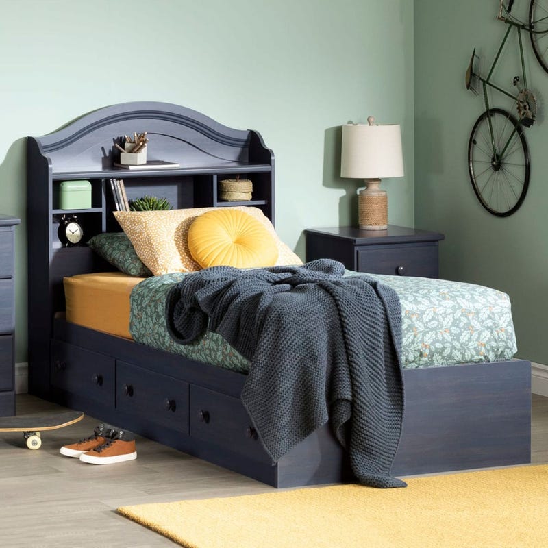 South Shore Furnitures Twin Bed set with headboard Summer Breeze - Blueberry