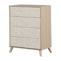 Commode 4 tiroirs Yodi - Orme naturel et Blanc